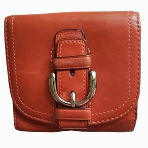 Vintage Coach pink and brown bifold buckle wallet